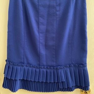 Nanette Lepore Solid Royal Cobalt Blue Pleated Pencil Skirt Size 6 NEW